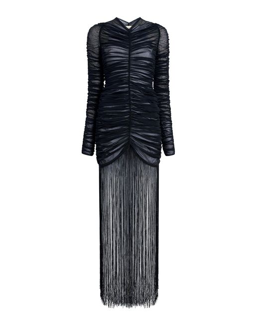 Khaite Black Guisa Fringed Silk-blend Maxi Dress