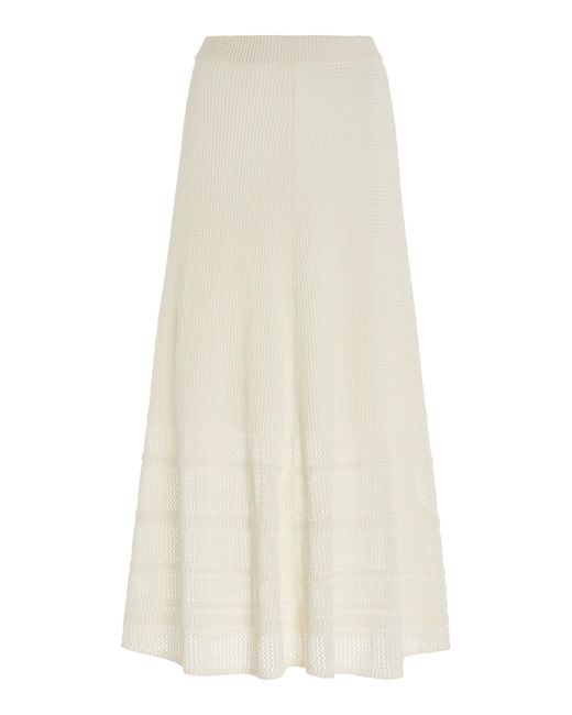 Joseph White Ribbed-knit Cotton Midi Skirt