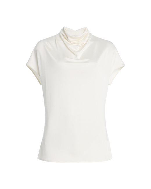 Another Tomorrow White Fluid Cowl Neck Top