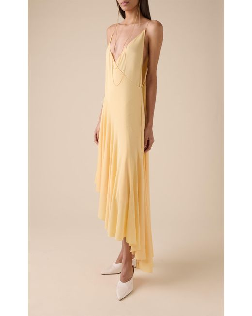 Alaïa White Asymmetric Cotton Midi Slip Dress