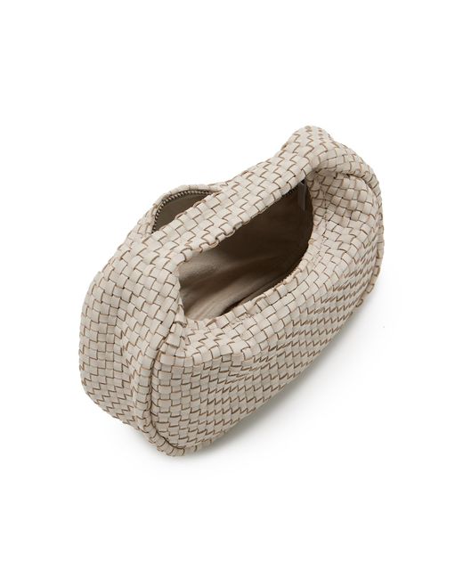 St. Agni White Mini Bon Bon Woven Leather Bag