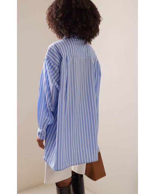 Frankie Shop Blue Georgia Striped Cotton-lyocell Shirt