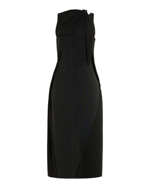 Courreges Black Knot Tailored Wool Maxi Dress
