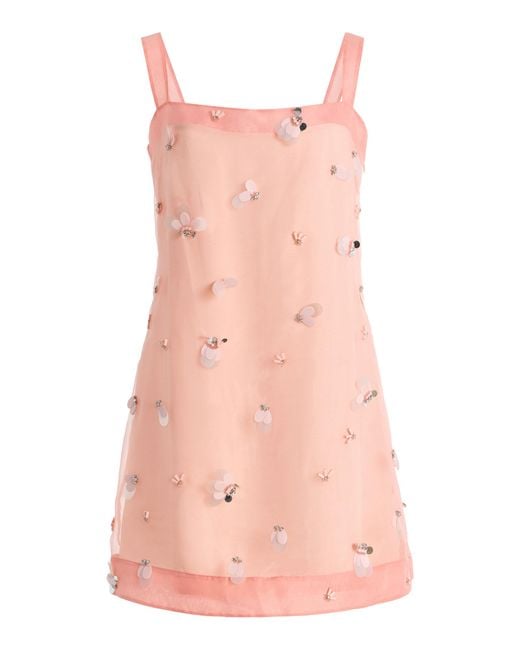 Jonathan Simkhai Pink Sumi Embellished Silk Mini Dress