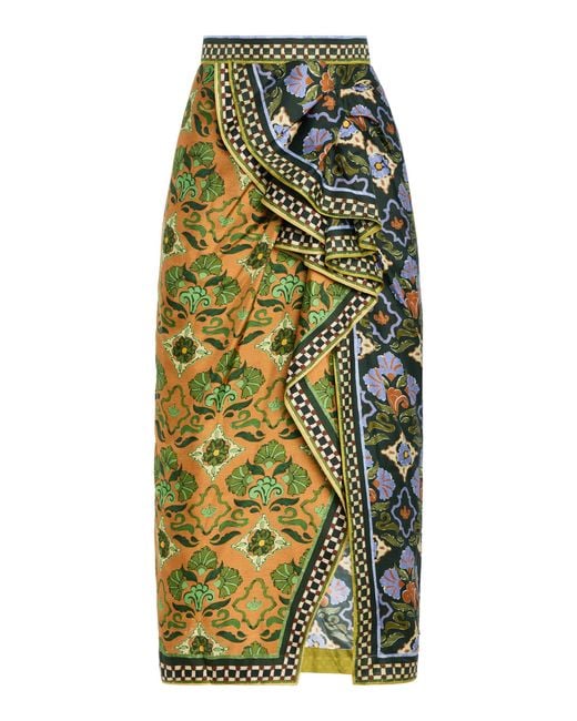 ALÉMAIS Gray Cece Silk-Twill Midi Skirt