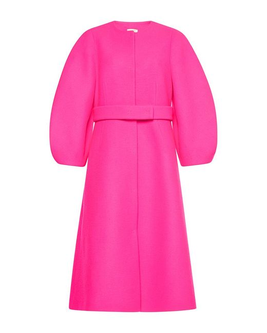 Delpozo Pink Voluminous Sleeve Virgin Wool Coat