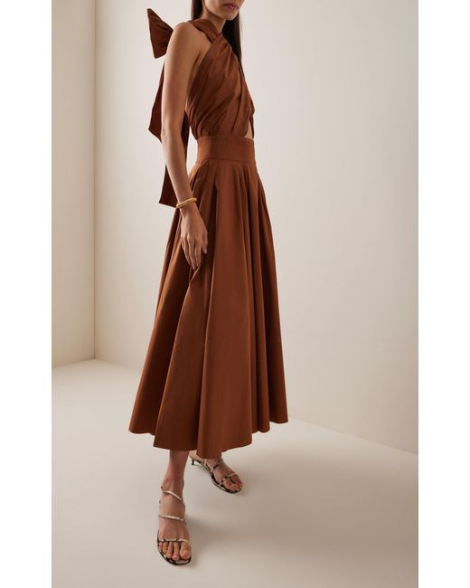 Franchise Brown Exclusive Marilyn Cutout Cotton Poplin Midi Dress