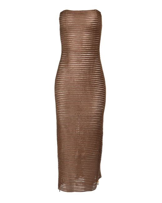 Francesca Miranda Brown Exclusive Vision Silk Midi Dress