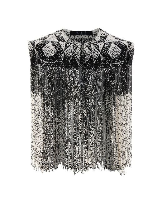 MAZ Manuela Álvarez Black Beaded Shoulder Pads