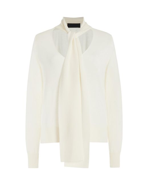 Nili Lotan White Ayla Tie-Detailed Wool Sweater