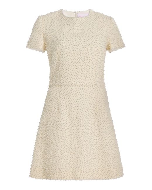 Carolina Herrera Natural Embellished Wool Mini Dress