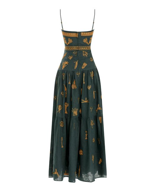 Agua by Agua Bendita Lima Setas Linen Maxi Dress in Green | Lyst
