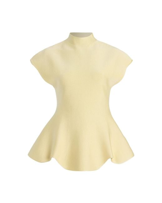 Khaite Yellow Andra Knit Peplum Top