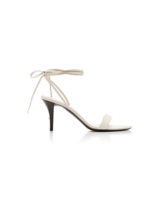The Row White Maud Lace-up Leather Sandals