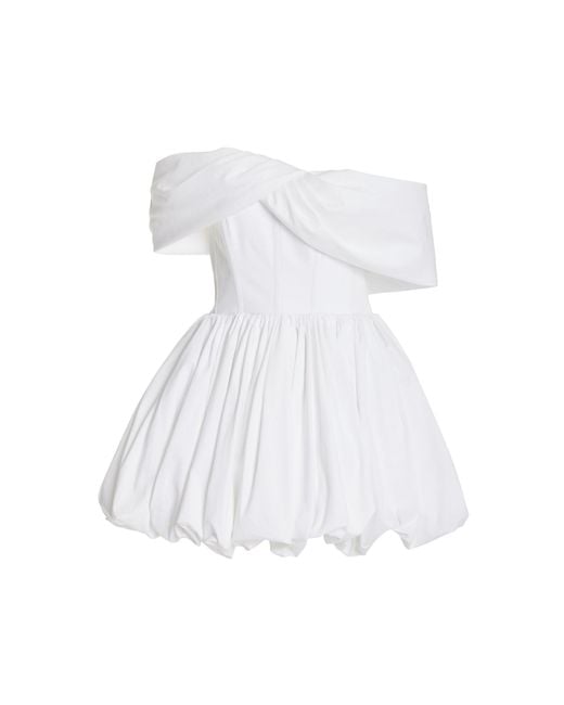 Brandon Maxwell White Pippa Off-the-shoulder Cotton-poplin Mini Dress