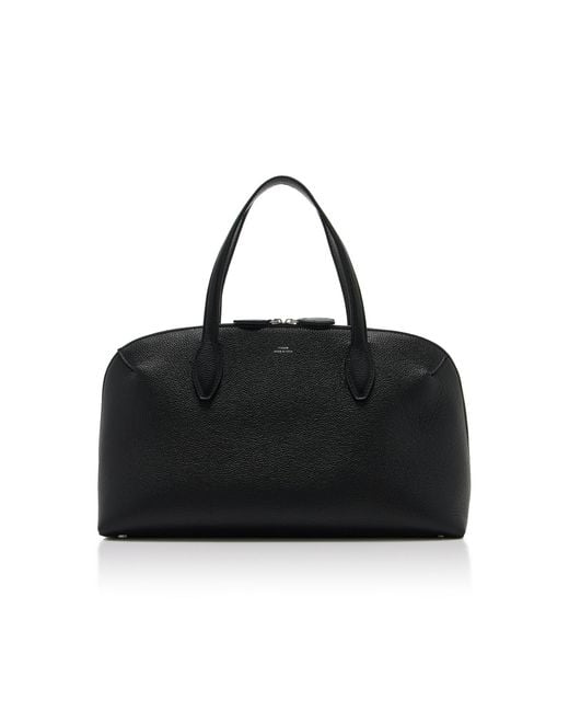 Totême Black Medium Grained Leather Lounge Zip Tote