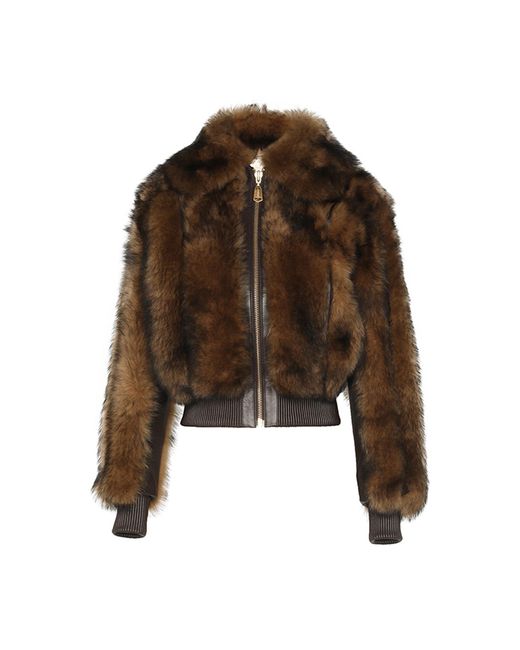 Zimmermann Brown Illustration Shearling Fur Jacket