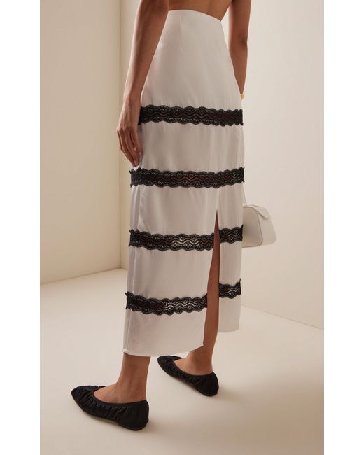 Third Form Gray Exclusive Lace-Inset Satin Maxi Skirt