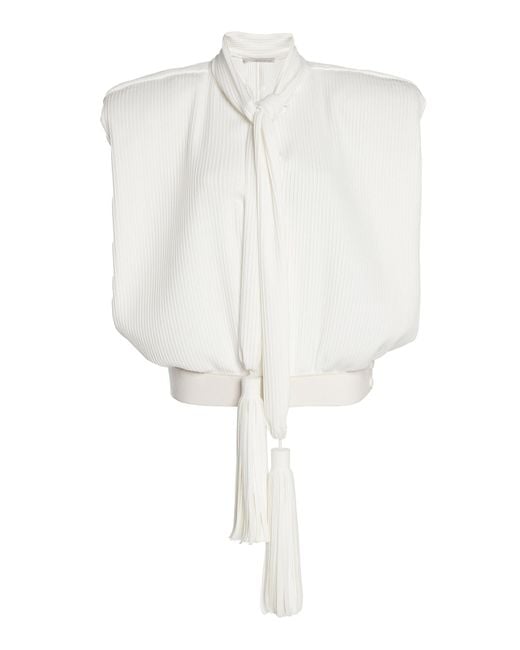 Stella McCartney White Tasseled Georgette Sleeveless Top