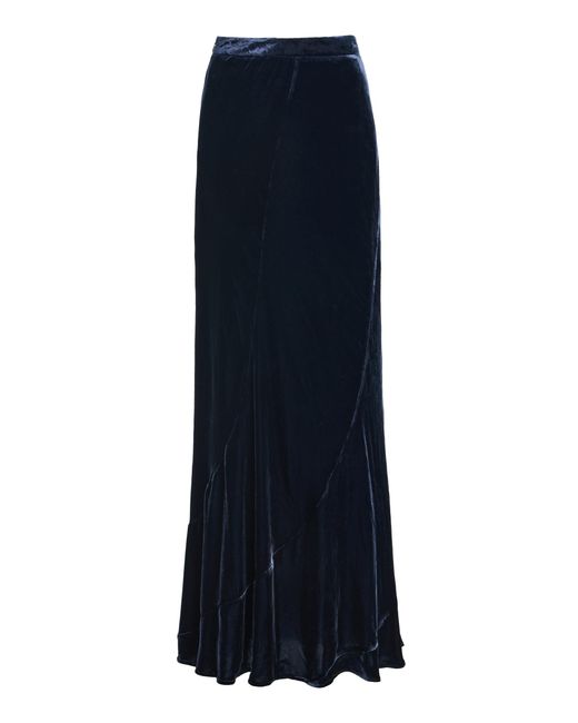 Cara Cara Blue Samara Silk-Blend Velvet Maxi Skirt