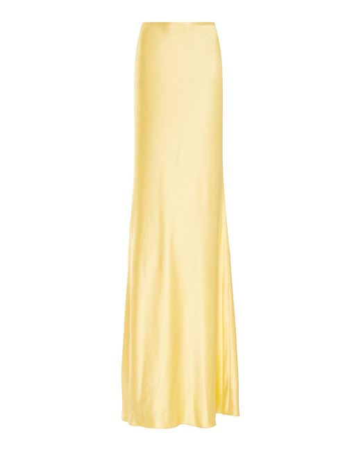 Sergio Hudson Yellow Silk Maxi Skirt