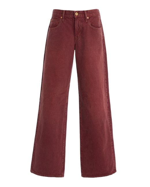 SLVRLAKE Denim Red Lexi Rigid Low-rise Wide-leg Jeans