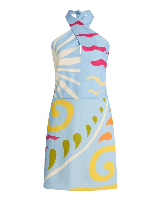 Cala De La Cruz White Exclusive Veneta Twisted Linen Mini Dress