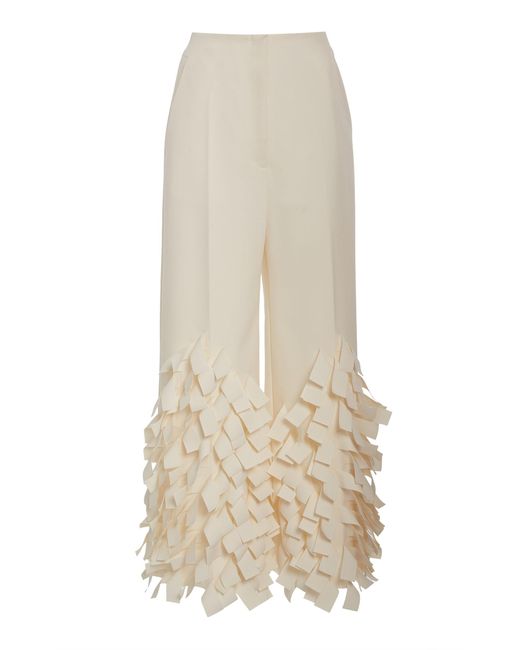 A.W.A.K.E. MODE White Appliquéd Crepe Wide-Leg Culottes