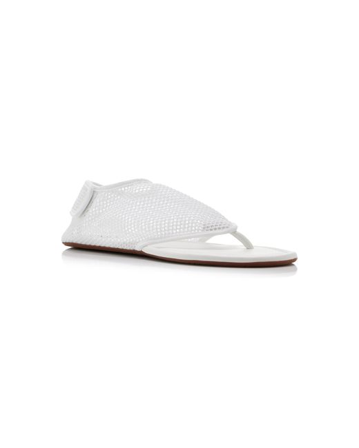 Alaïa White Flex Mesh Thong Sandals