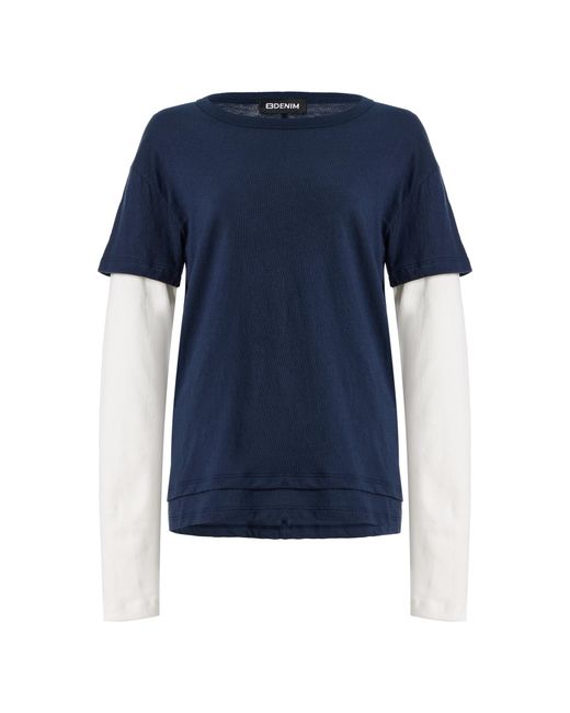 EB DENIM Blue Rory Layered Cotton Top