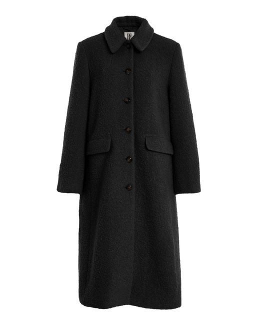 By Malene Birger Black Madera Single-Breasted Wool-Blend Coat