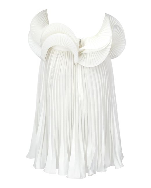 The New Arrivals Ilkyaz Ozel White Lilou Ruffled Mini Dress