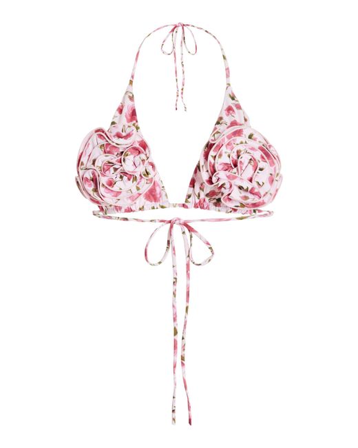 Magda Butrym Pink Floral-appliquéd Bikini Top