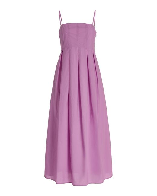 Bird & Knoll Purple Betina Cotton Poplin Maxi Dress
