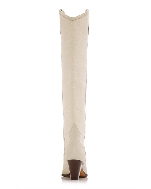 Isabel Marant White Lihana Canvas And Suede Knee-high Boots