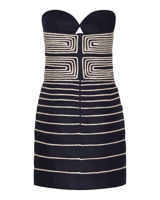 ANDRES OTALORA Black Muy Poetica Embroidered Linen Mini Dress