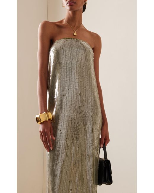 staud casey dress green Strapless Sequined Maxi in YGroup_bjss2608