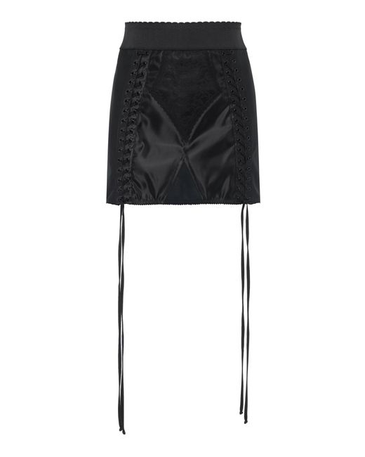 Dolce & Gabbana Lace-up Satin Mini Skirt in Black | Lyst