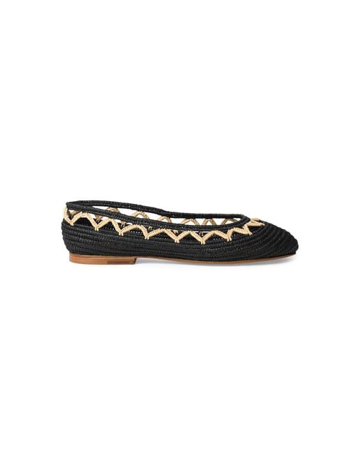 Odissi Black Bea Rafia Ballet Flats