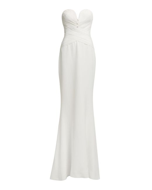 Elie Saab White Wrapped Bodice Silk-Blend Maxi Dress