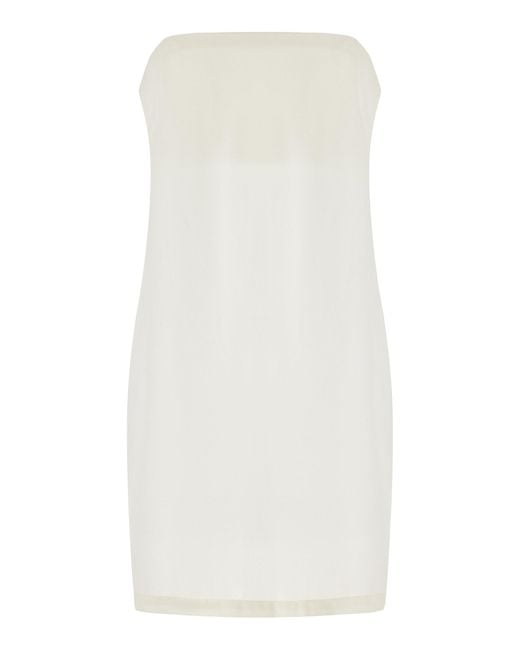 St. Agni White Buckle Back Twill Strapless Top