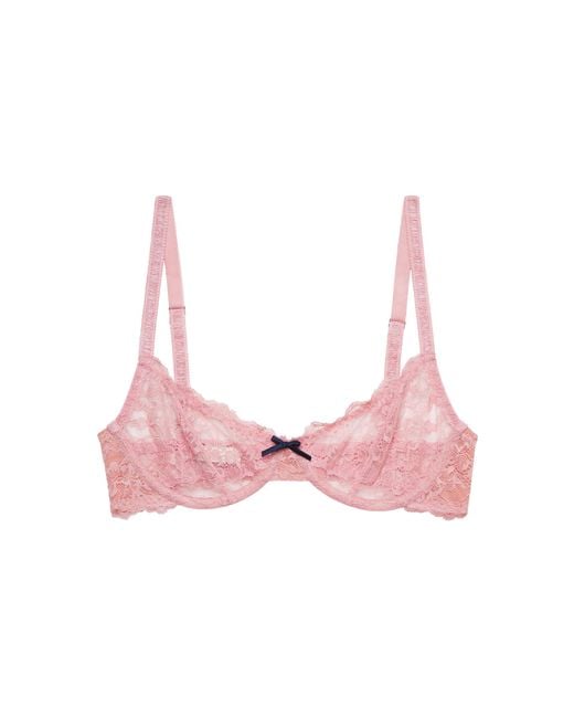 Fleur du Mal Pink Bianca Lace Balconette Bra