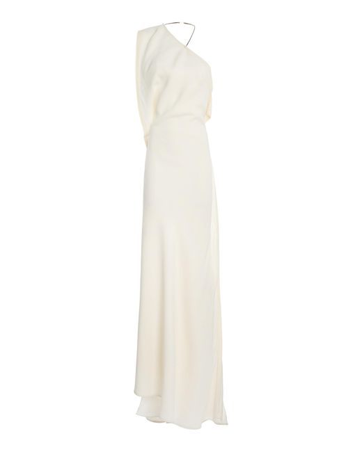Victoria Beckham White One-Shoulder Chain Detail Dress