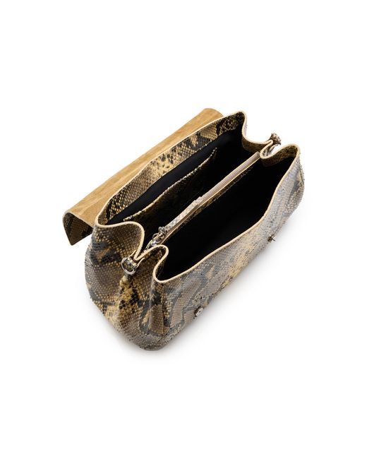 Dries Van Noten Metallic Python-Effect Leather Satchel Bag