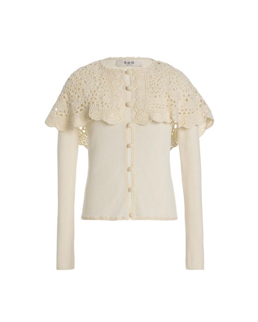 Sea Natural Nara Crochet-Trimmed Wool Cardigan