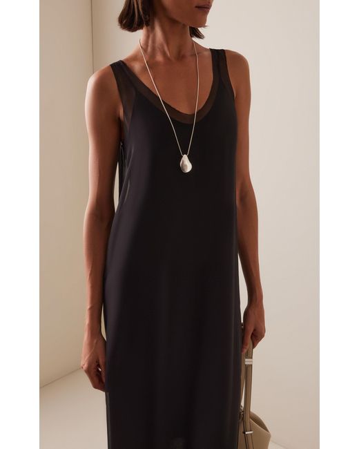 Totême  Black Silk Chiffon Slip Dress