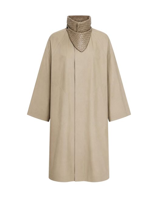 Bottega Veneta Natural Intrecciato-Collar Cotton Coat