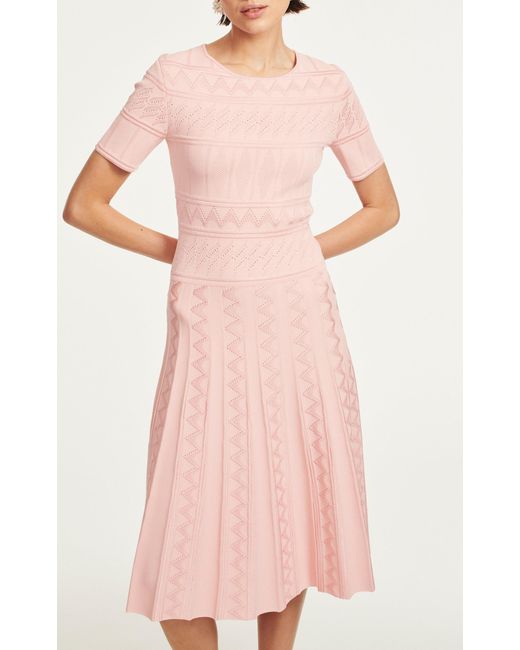 Carolina Herrera Pink Embroidered Midi Dress