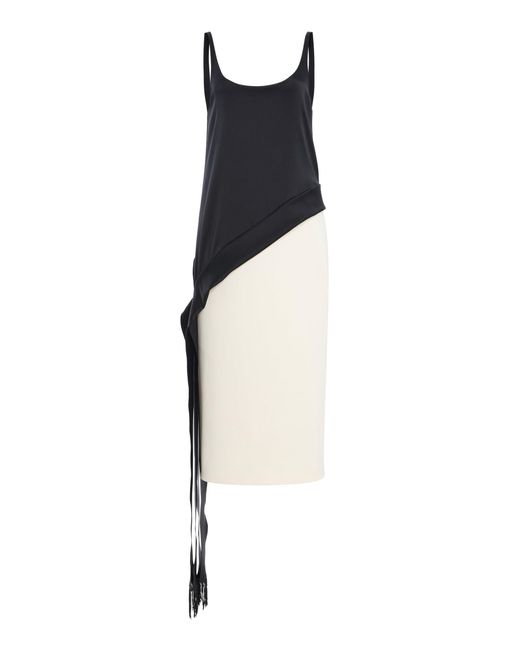 Brandon Maxwell Black The Greta Scarf-Detailed Stretch Crepe Midi Dress