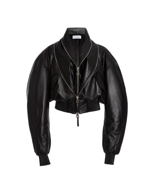 Givenchy Black Layered Leather Bomber Jacket